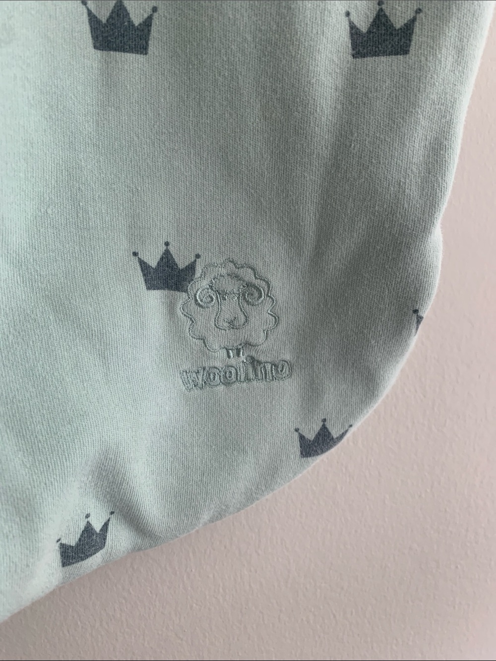 Baby | Woolino Merino Sleep Sack, Green Crown Pattern | 6-18M - Picture 3 of 8